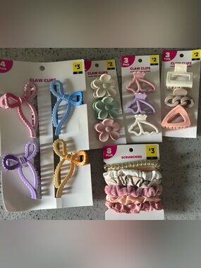 Pastel Hair ClawClips & Scrunchie Set - Pink, Purple, Blue, Yellow, Green, Cream